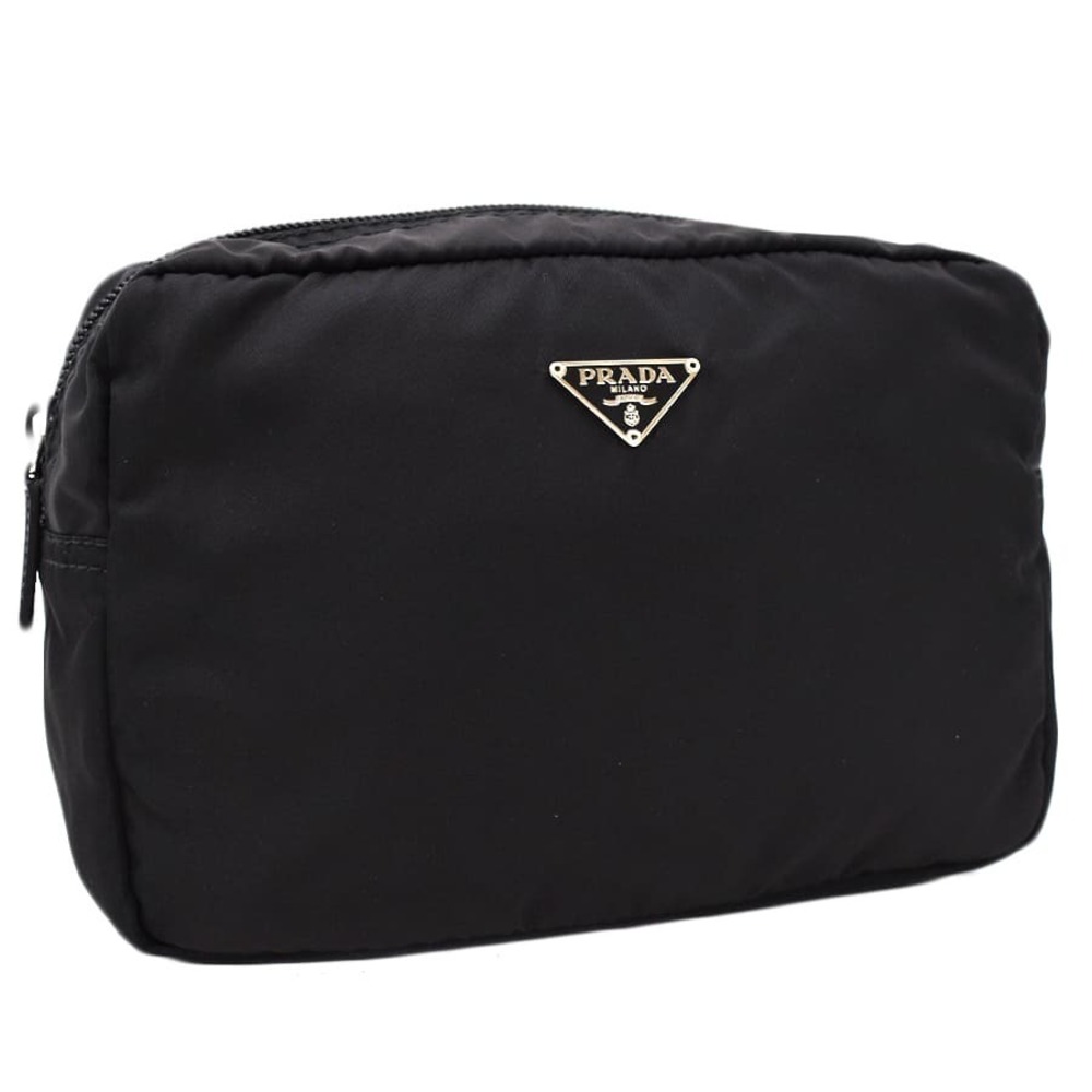 Prada Pocono Cosmetic Pouch Clutch Card Black